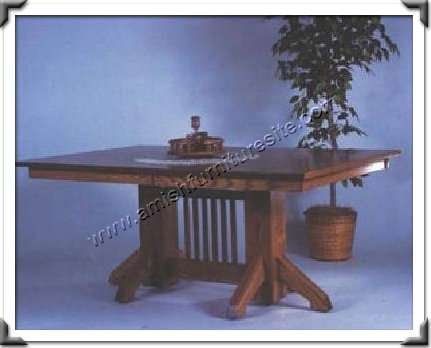 Amish Mission 4-Sided Double Pedestal Table